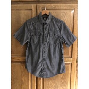 ECKO UNLTD Shirt Kids Small Short Sleeve Button Up‎ Grey Pocket Casual Collar